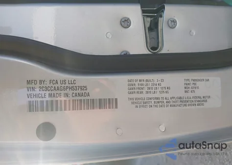 2023 Chrysler 300 Touring from USA, damaged, VIN 2C3CCAAG6PH537925